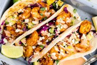 Crispy Air Fryer Shrimp Tacos with Lime Slaw and Spicy Mayo