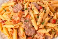 Creamy Kielbasa and Smoked Sausage Pasta Skillet Recipe