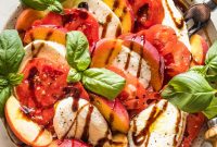Peach Caprese Salad with Burrata and Basil Vinaigrette