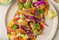 Crispy Cauliflower Tacos with Cilantro Yogurt Crema