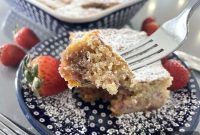 Strawberry Rhubarb Coffee Cake Recipe with Streusel Topping