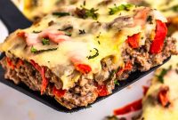 Keto Philly Cheesesteak Casserole with Melty Cheddar
