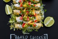 Crispy Baked Chicken Taquitos with Avocado Crema