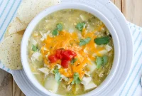 Spicy Green Chile Chicken Soup Recipe with Roasted Peppers