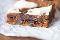 Cream Cheese Swirled Almond Butter Oatmeal Chocolate Chunk Bars