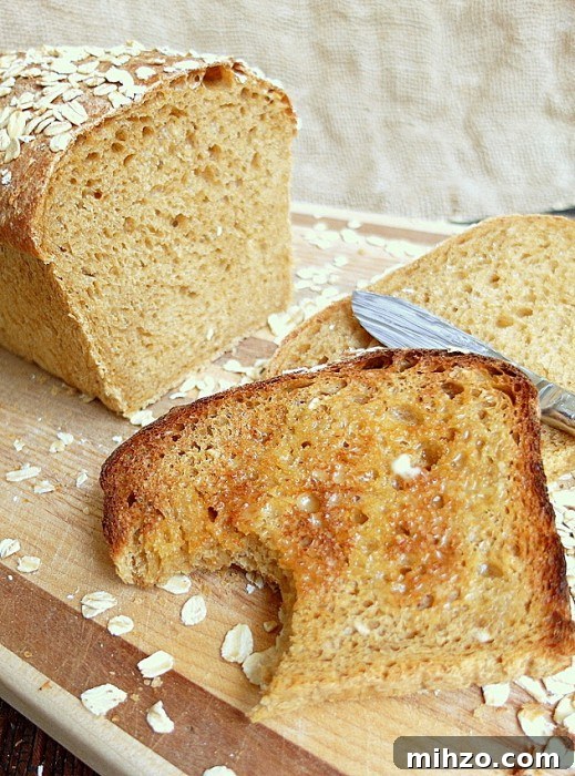 Old Neighborhood Oatmeal Porter Beer Bread Recipe 7 A toasted piece of oatmeal porter bread.