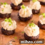 Miso Mashed Potato Stuffed Mushrooms — Savory Party Bites 3 Balsamic roasted mushrooms stuffed with miso mashed potatoes, topped with chives.