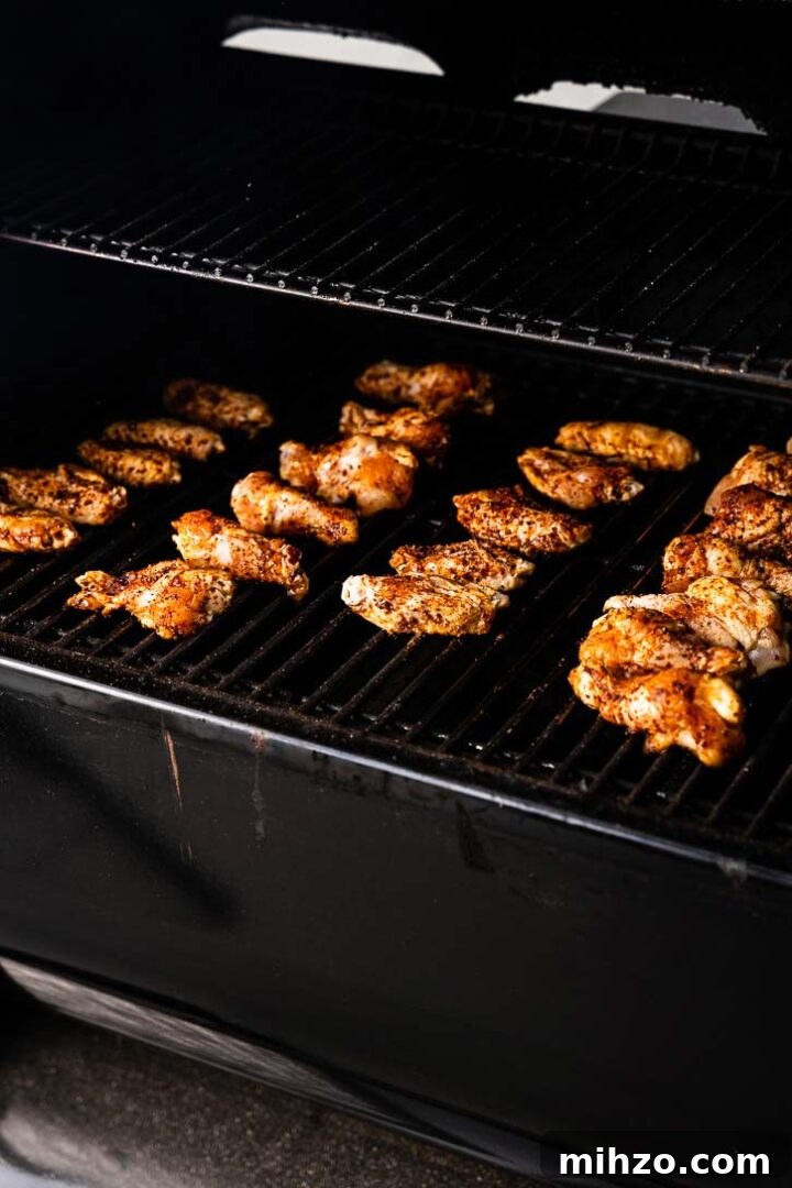 chicken wings in weber smokefire smoker