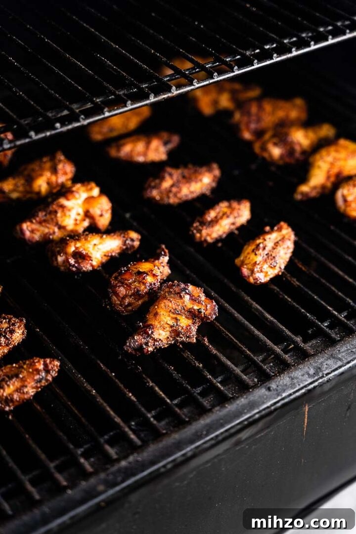 smoked chicken wings in smoker
