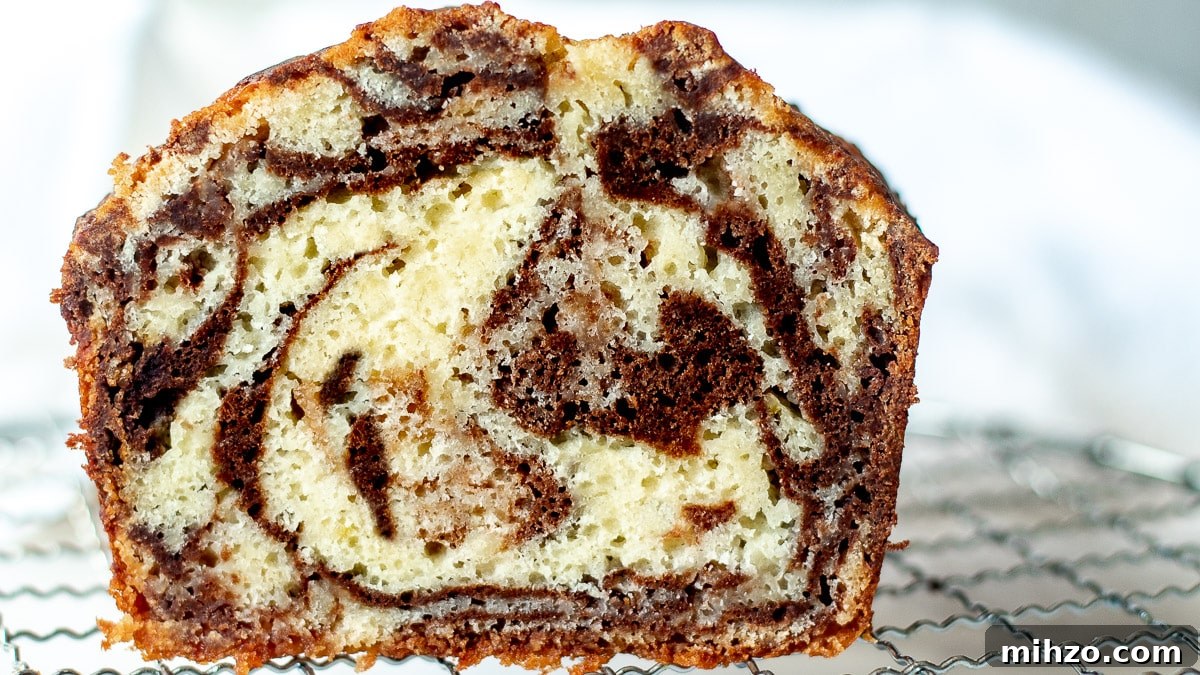Closeup of marble loaf cake