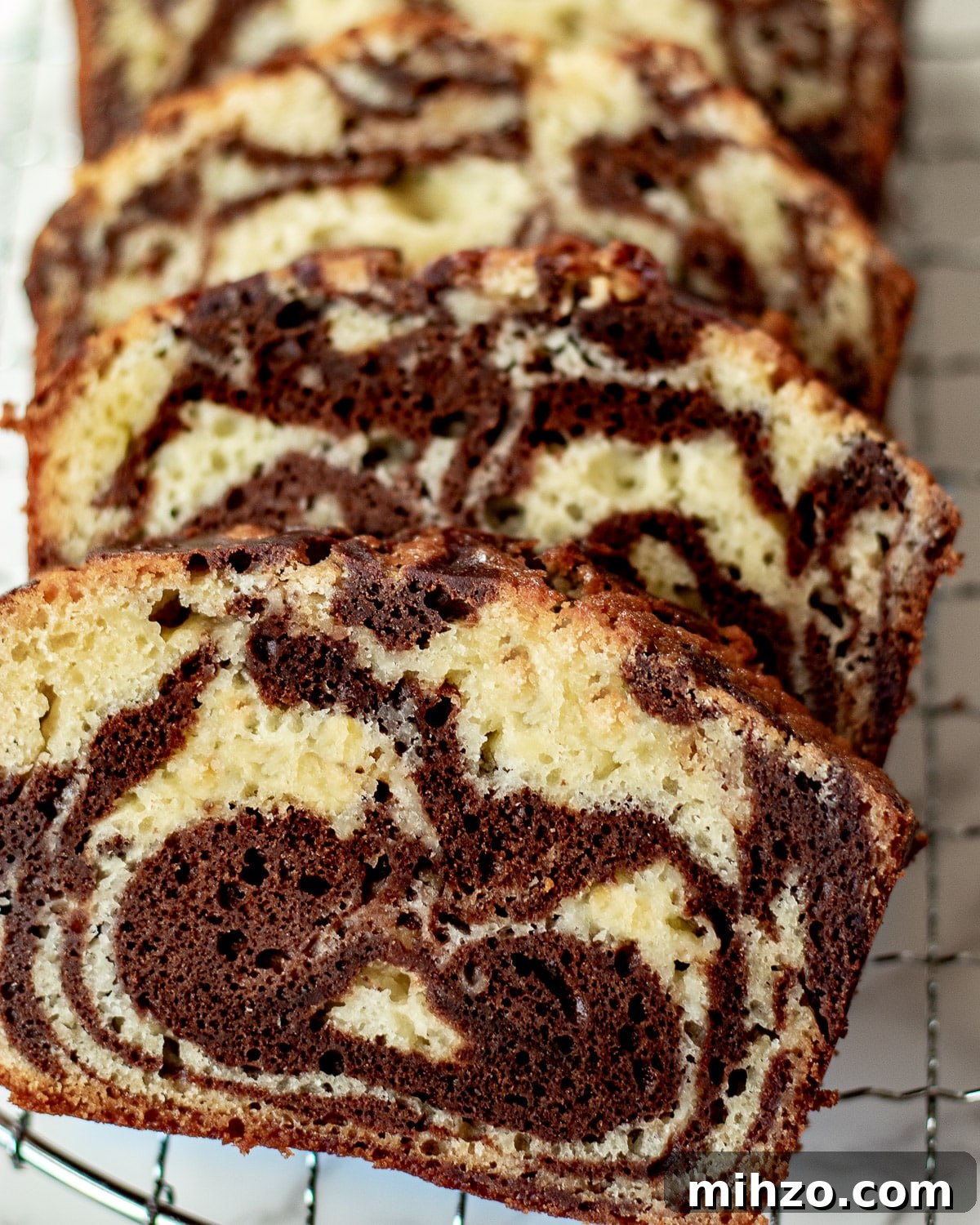 Slices of marble loaf cake