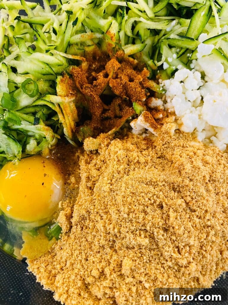 ingredients for the fritter in a bowl before mixing
