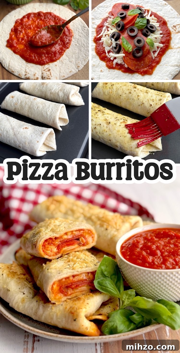 How to Make Pizza Burritos at Home — Fusion Recipe and Tips 16 Baked Pizza Burritos are a tasty kid friendly dinner idea that's simple and quick to make with just a few budget ingredients. Customize this easy dinner recipe with all of your favorite pizza toppings and lots of gooey cheese. A great last minute meal for busy school nights and casual dinners at home.