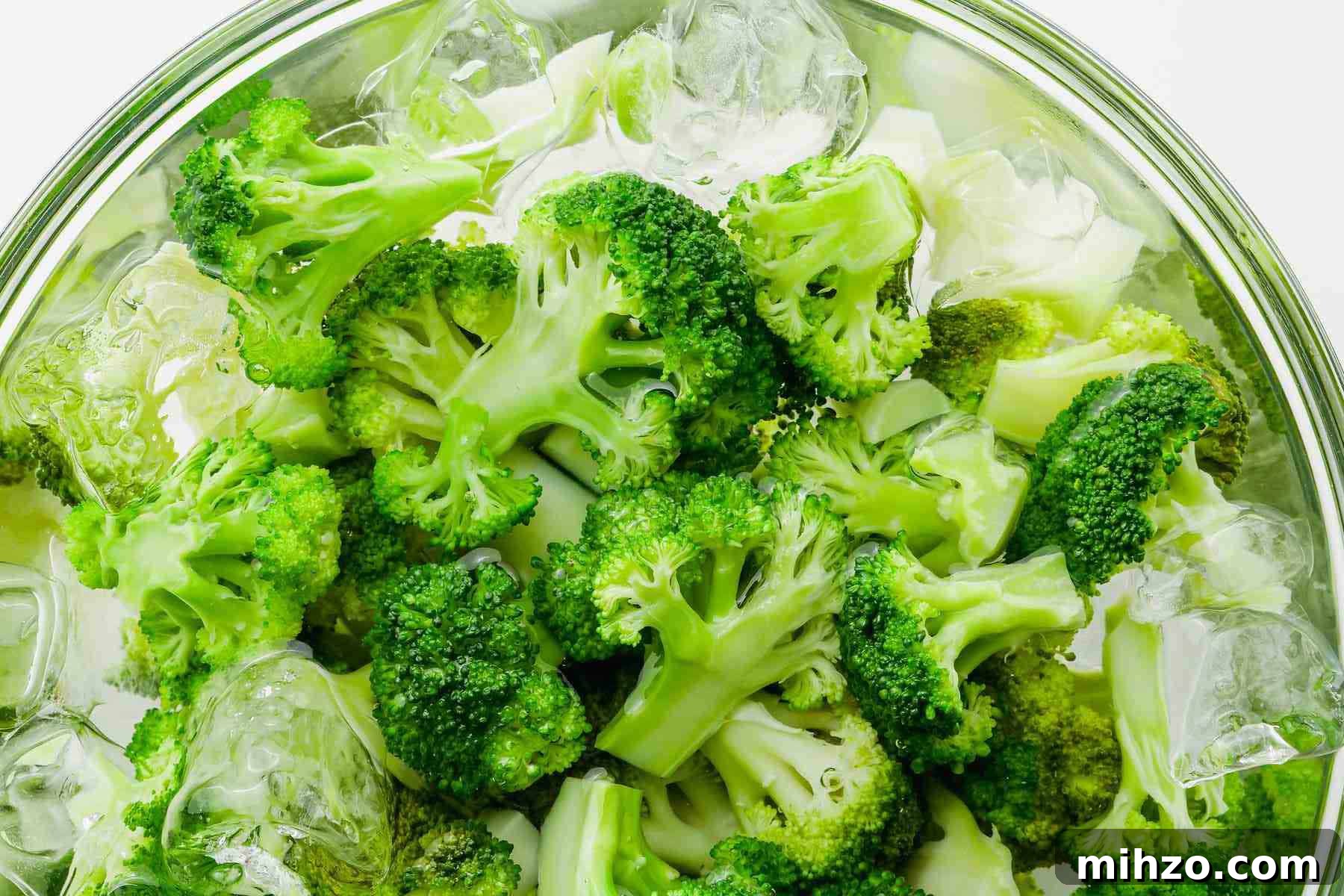 Blanch Broccoli Quickly: Perfectly Crisp, Bright Green Every Time 2 blanched broccoli in ice bath