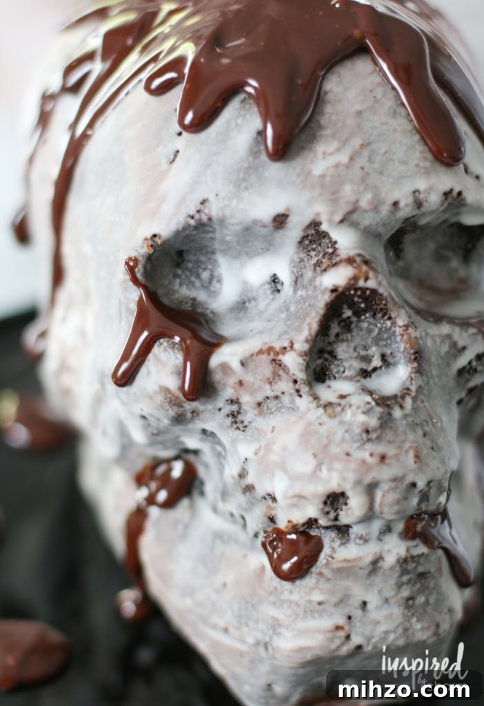 Chocolate Skull Cake Recipe: Decadent Layered Halloween Dessert 6 Chocolate Skull Cake with chocolate glaze.