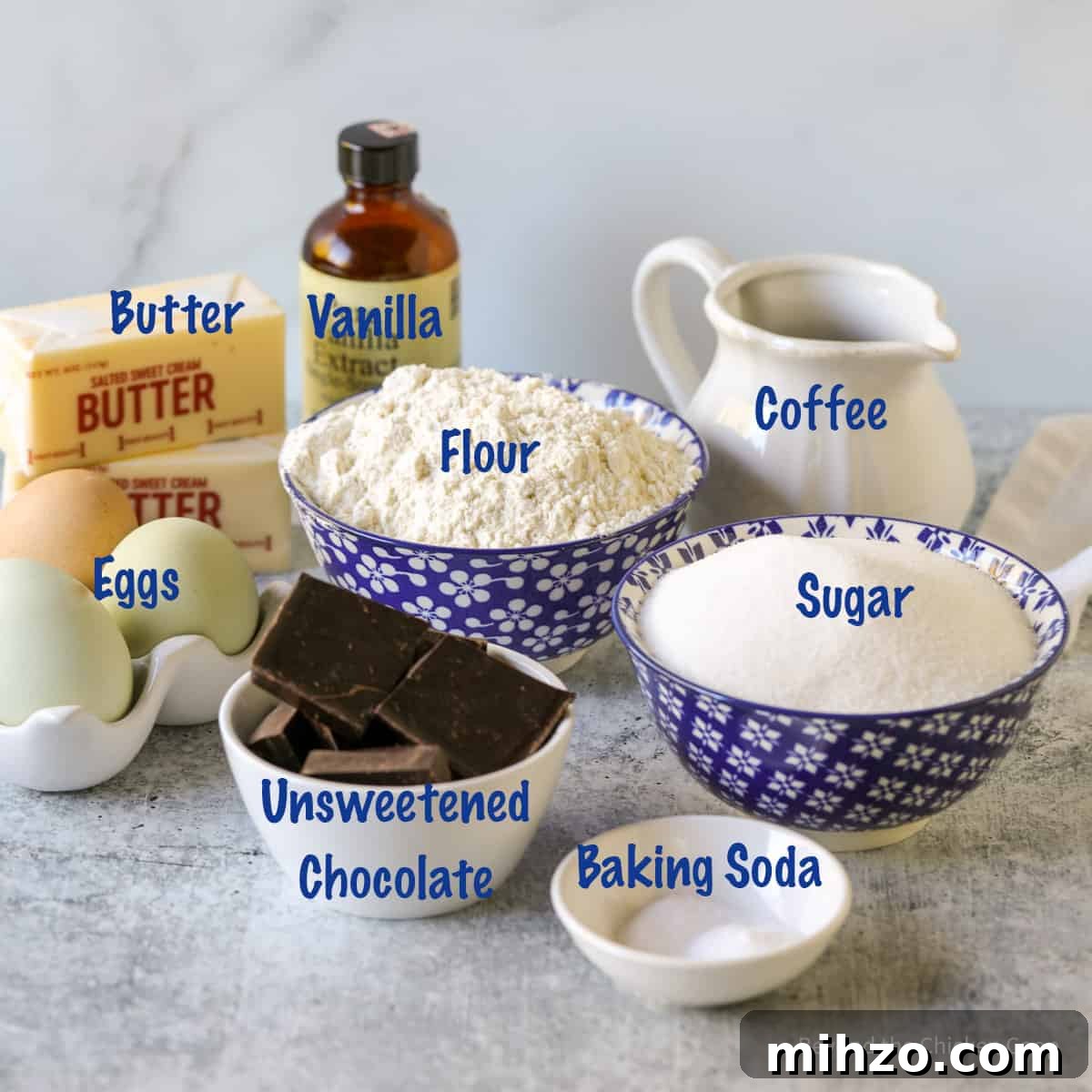Ingredients for making brownies.