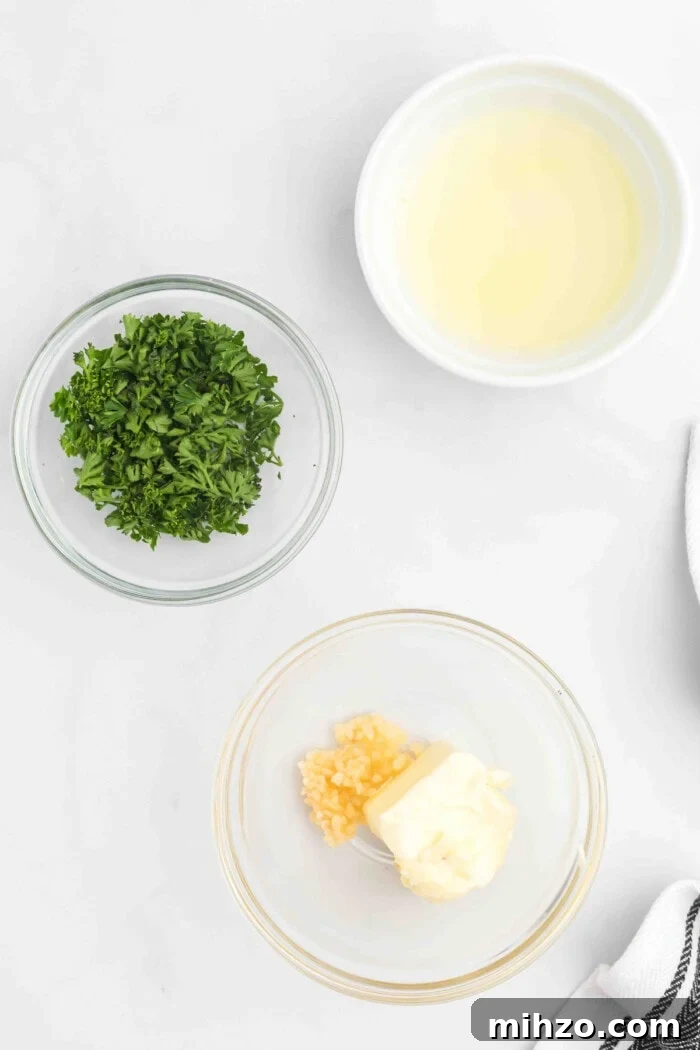 butter and garlic in bowl for scallops