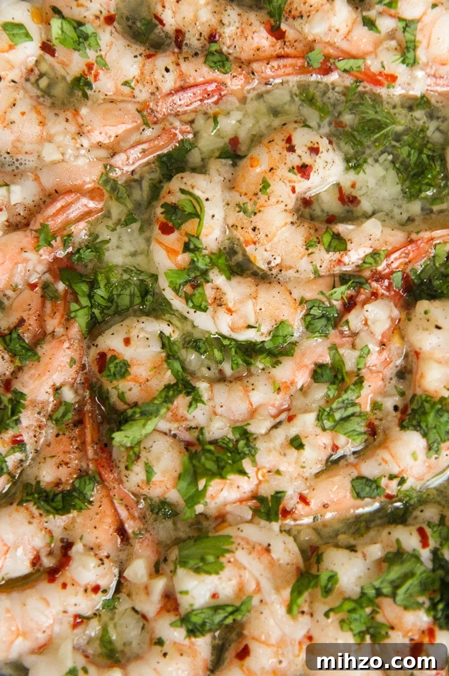 Garlic Butter Baked Shrimp Scampi Recipe for Dinner 4 baked shrimp scampi up close.