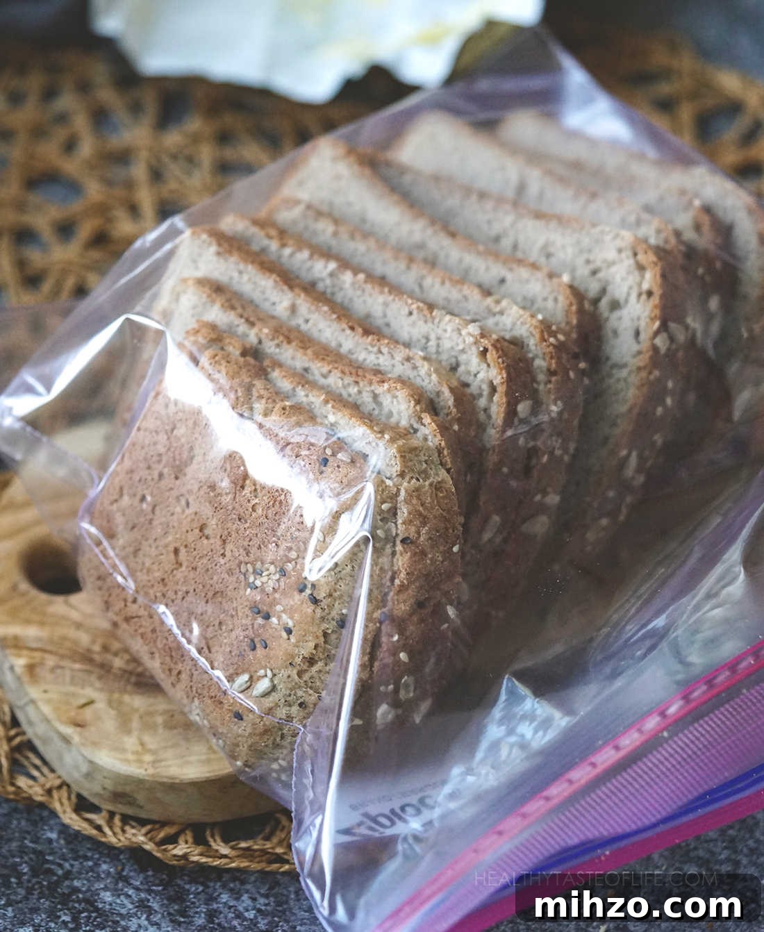 Soft Gluten-Free, Dairy-Free Buckwheat Bread Recipe 11 Freezing sliced buckwheat bread gluten-free in a sealed bag.