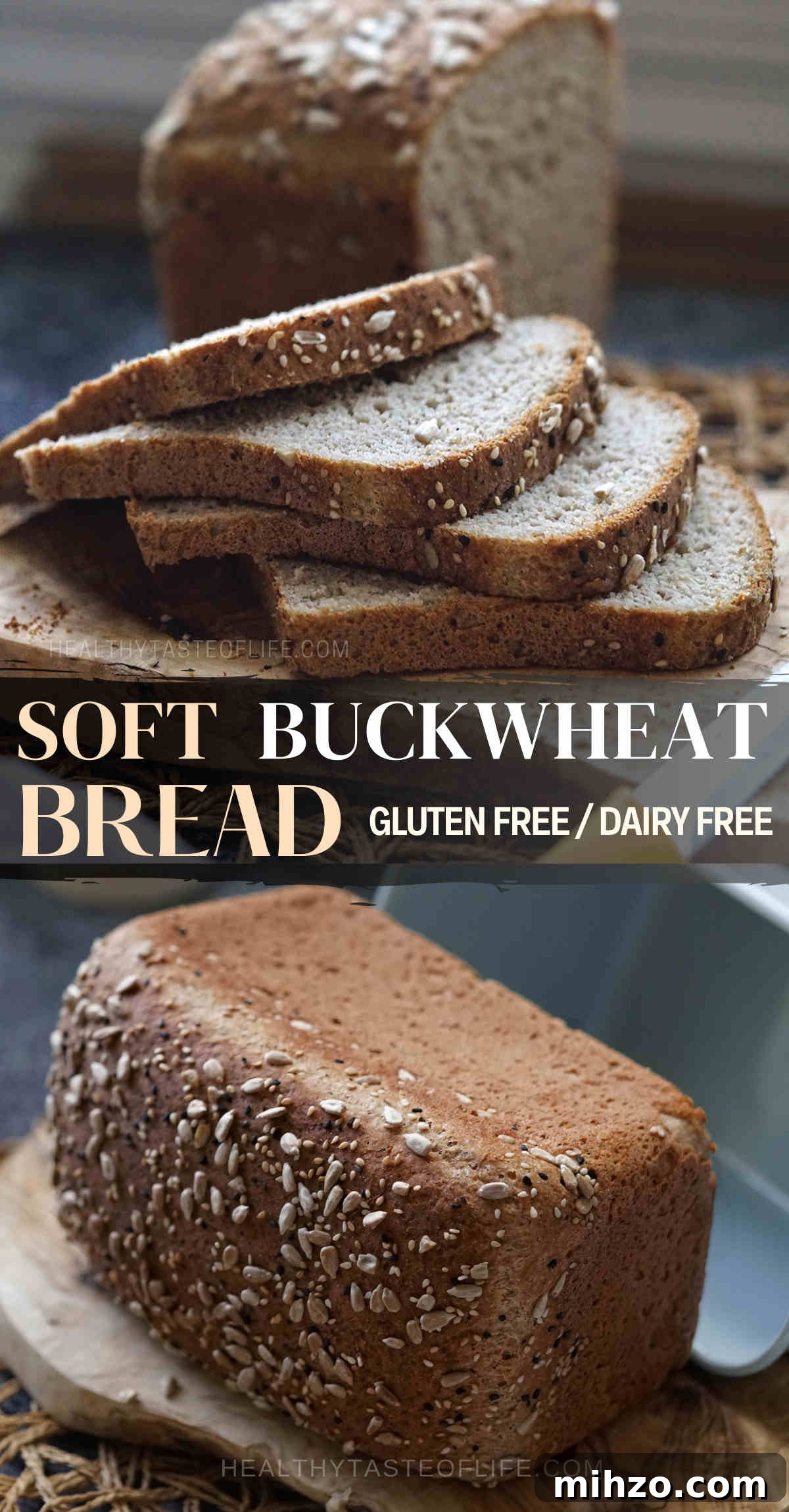 A healthy recipe for buckwheat bread made with buckwheat flour and a mix of other gluten free flours.
