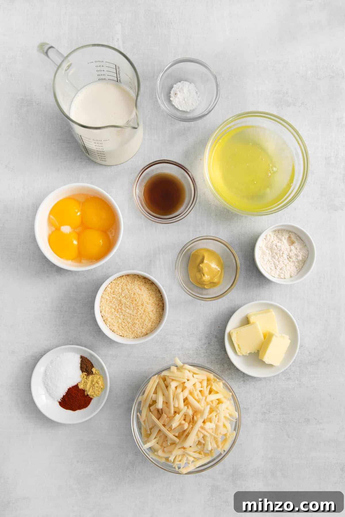 Ingredients for cheese souffle.
