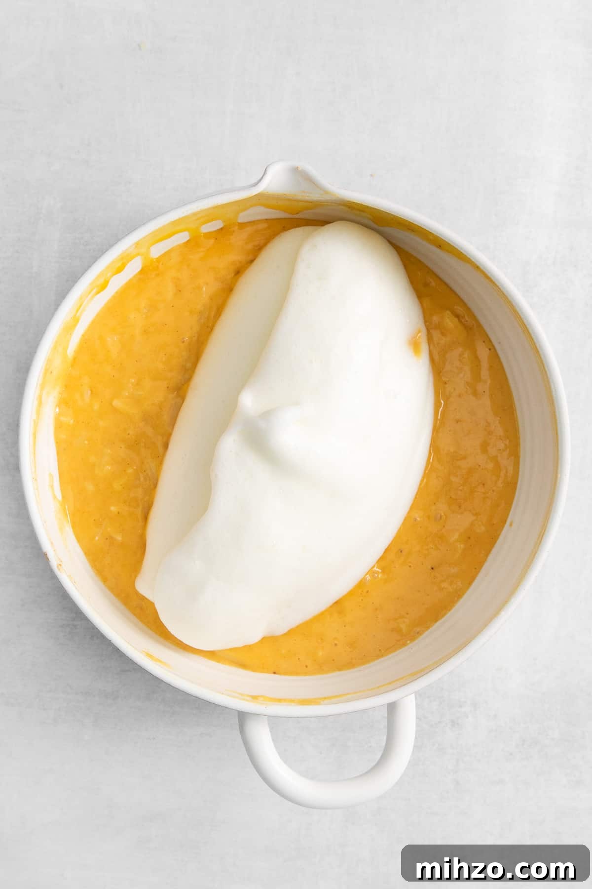Egg whites in an egg souffle mixture.