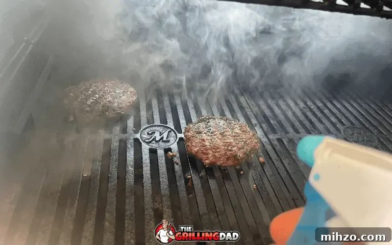 spritzing frozen burgers