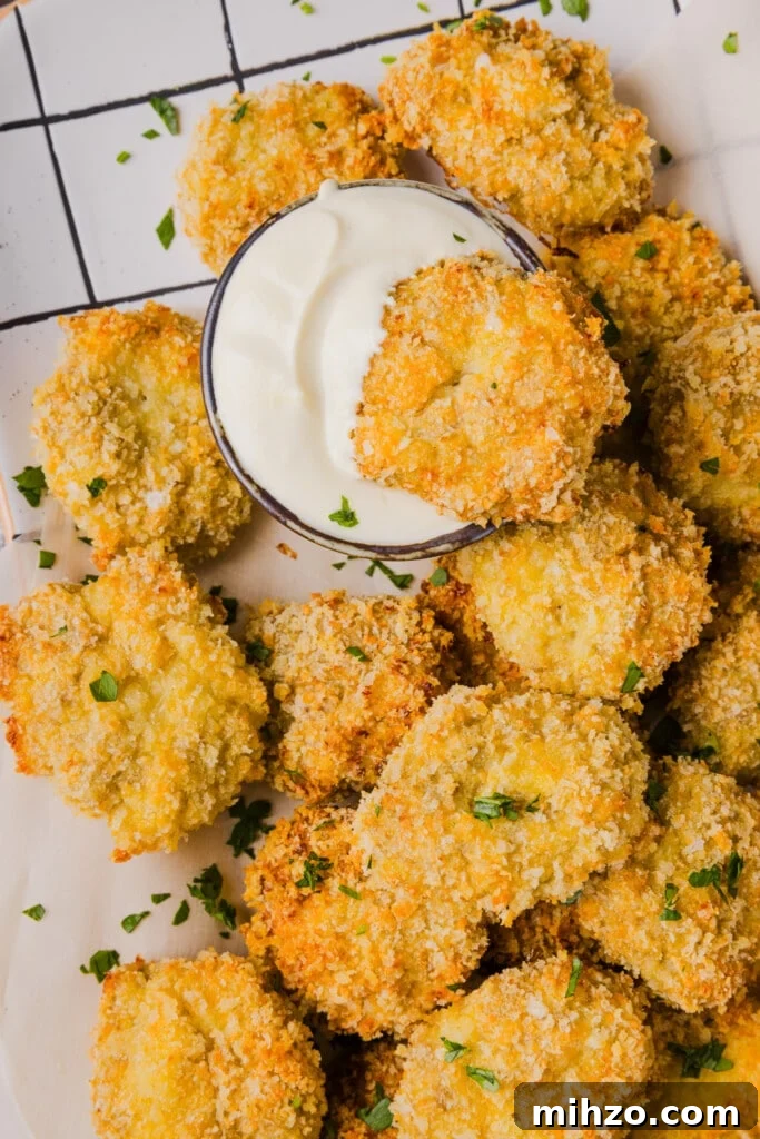 Cauliflower chicken nuggets with dijon Greek yogurt dip.