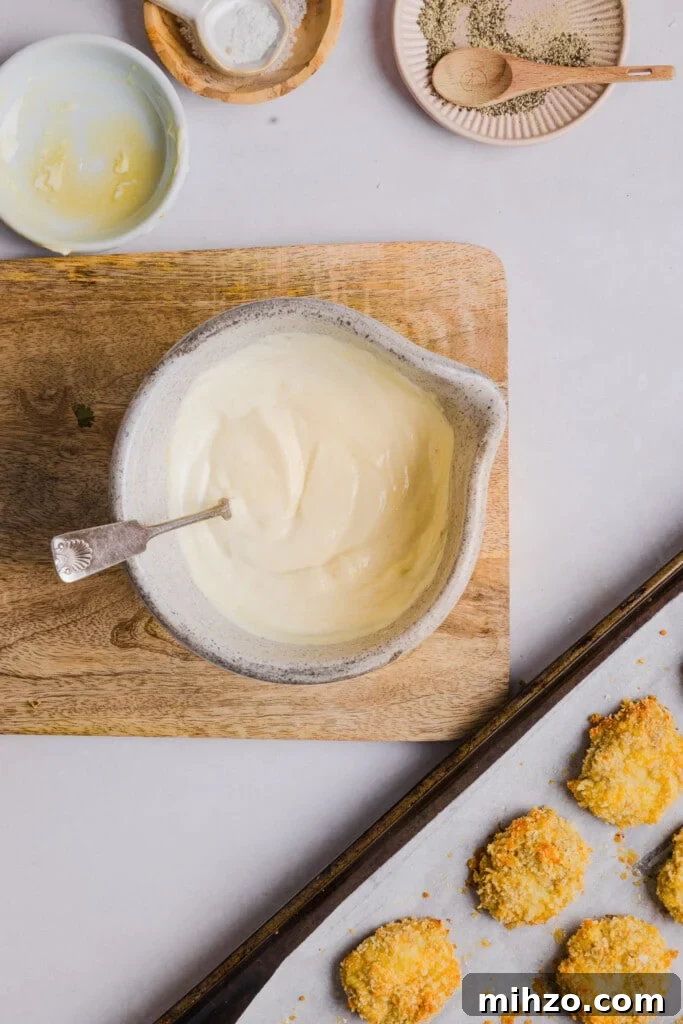 Greek yogurt dijon dip in a small bowl.