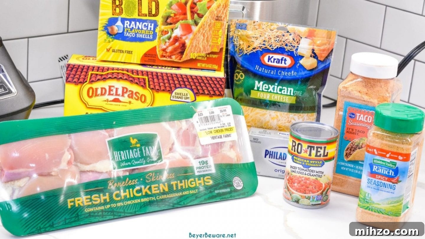 Creamy Baked Chicken Tacos with Melted Cheese 3 Baked Chicken Tacos Ingredients