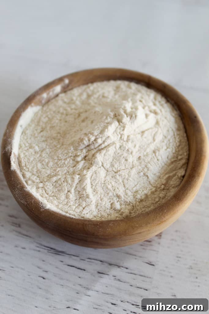 Sliceable Chia Seed Bread for Gluten-Free Toasts & Sandwiches 4 buckwheat flour in a brown bowl