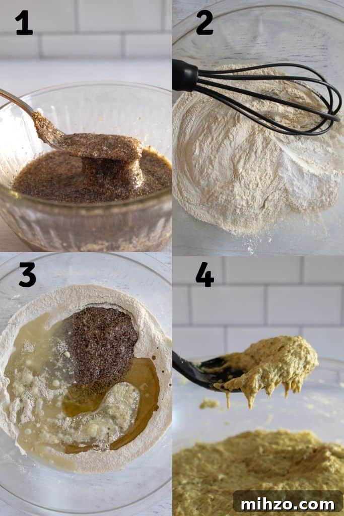 Sliceable Chia Seed Bread for Gluten-Free Toasts & Sandwiches 6 steps to preparing bread.