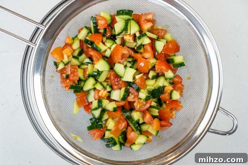 Armenian Tabbouleh Recipe: Parsley and Bulgur Salad 4 Prepping the tomatoes and cucumbers