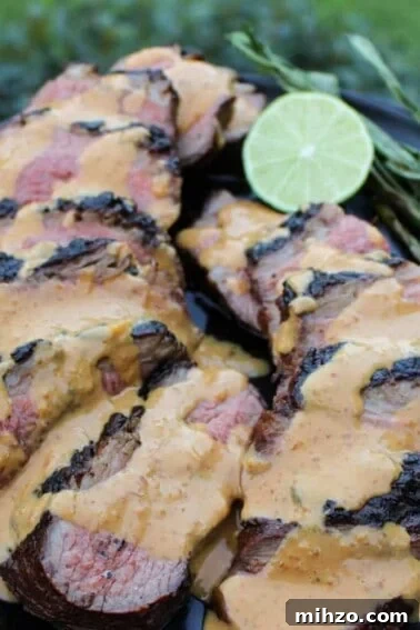Grilled Steak with Peanut Butter Sauce looks incredible.