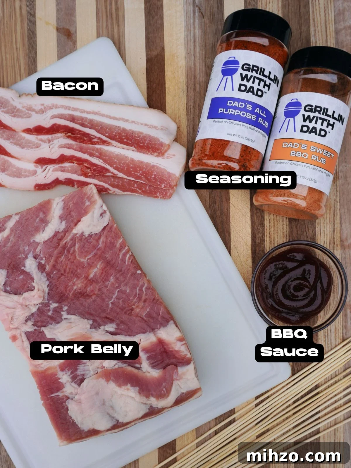 Smoked Pork Belly Lollipops Recipe — Sticky, Crispy Bites 3 Smoked pork belly ingredients.