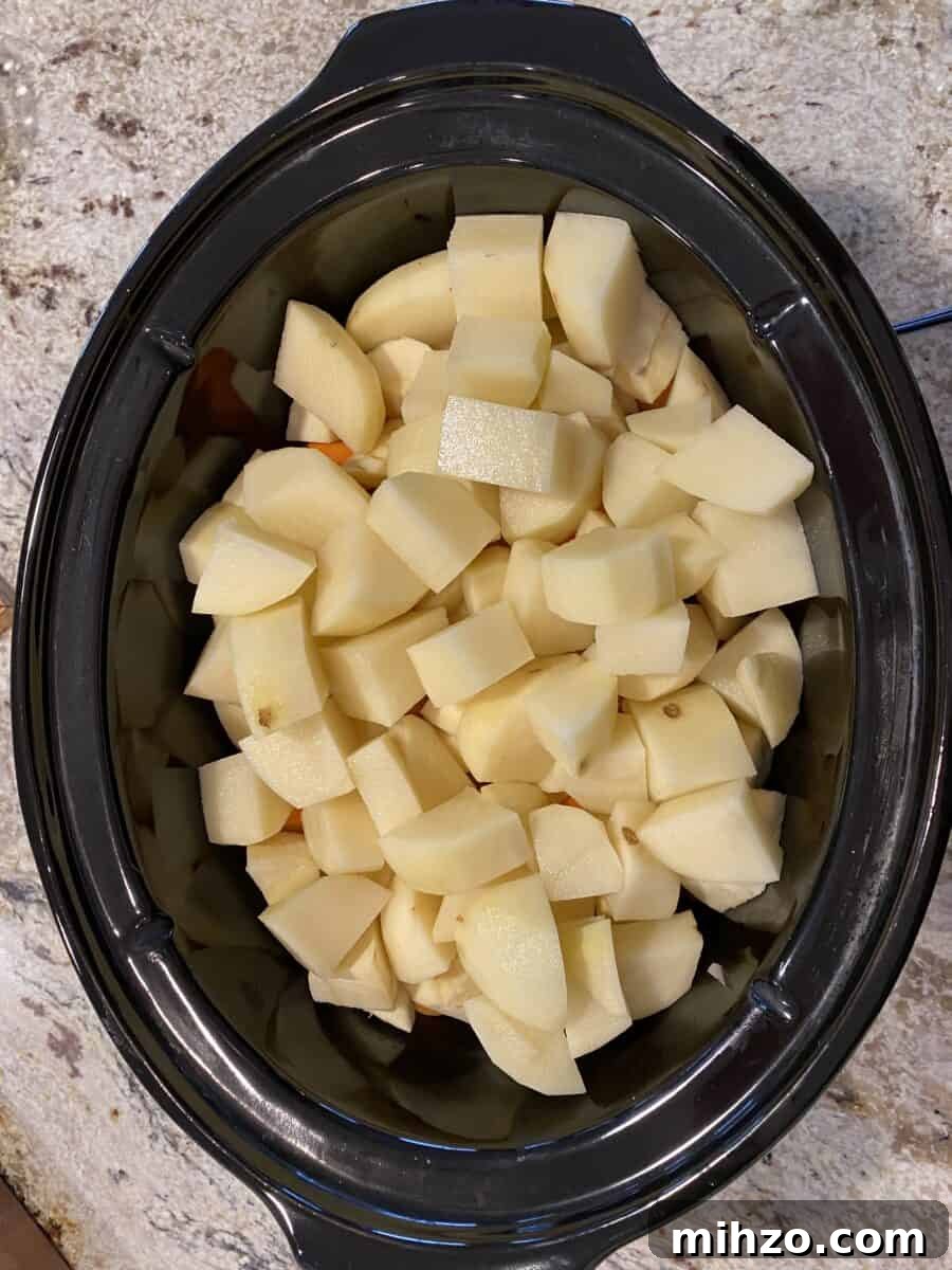 Classic Irish Beef Stew Recipe for Tender, Rich Flavor 13 Potatoes in a crockpot