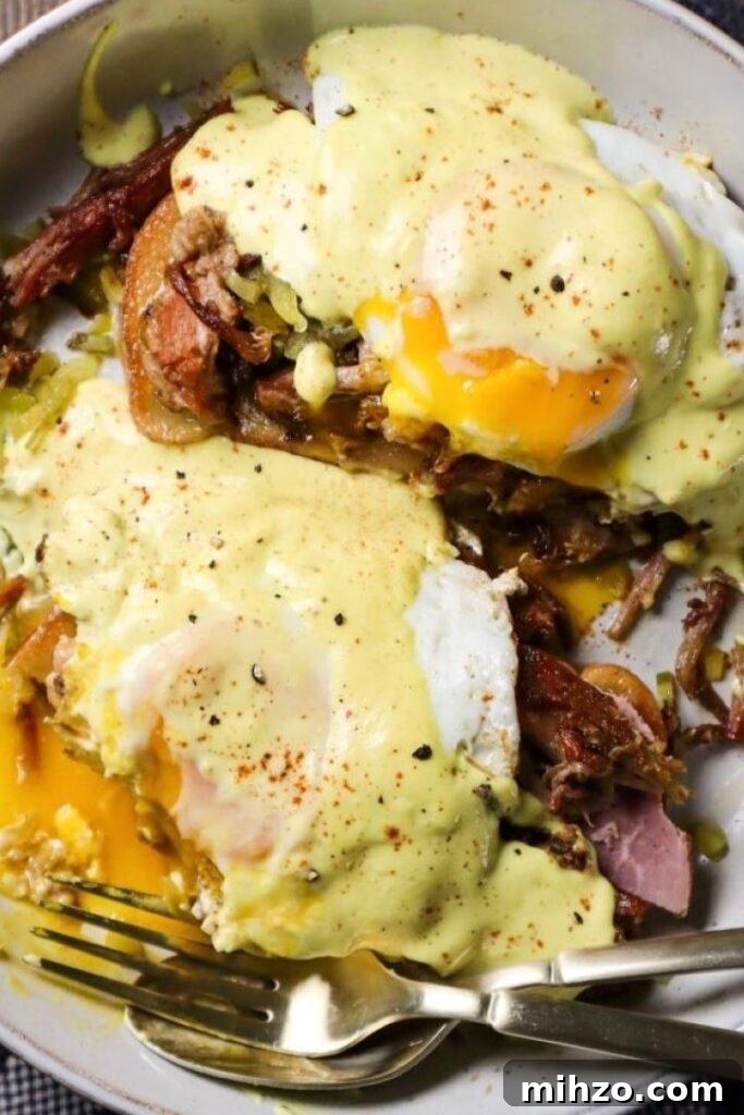 Cuban Pulled Pork Eggs Benedict with Tangy Mustard Cream Sauce 5 pulled pork eggs benedict with mustard cream sauce