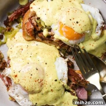 Cuban Pulled Pork Eggs Benedict with Tangy Mustard Cream Sauce 6 Pulled Pork Cuban Eggs Benedict with Mustard Cream Sauce