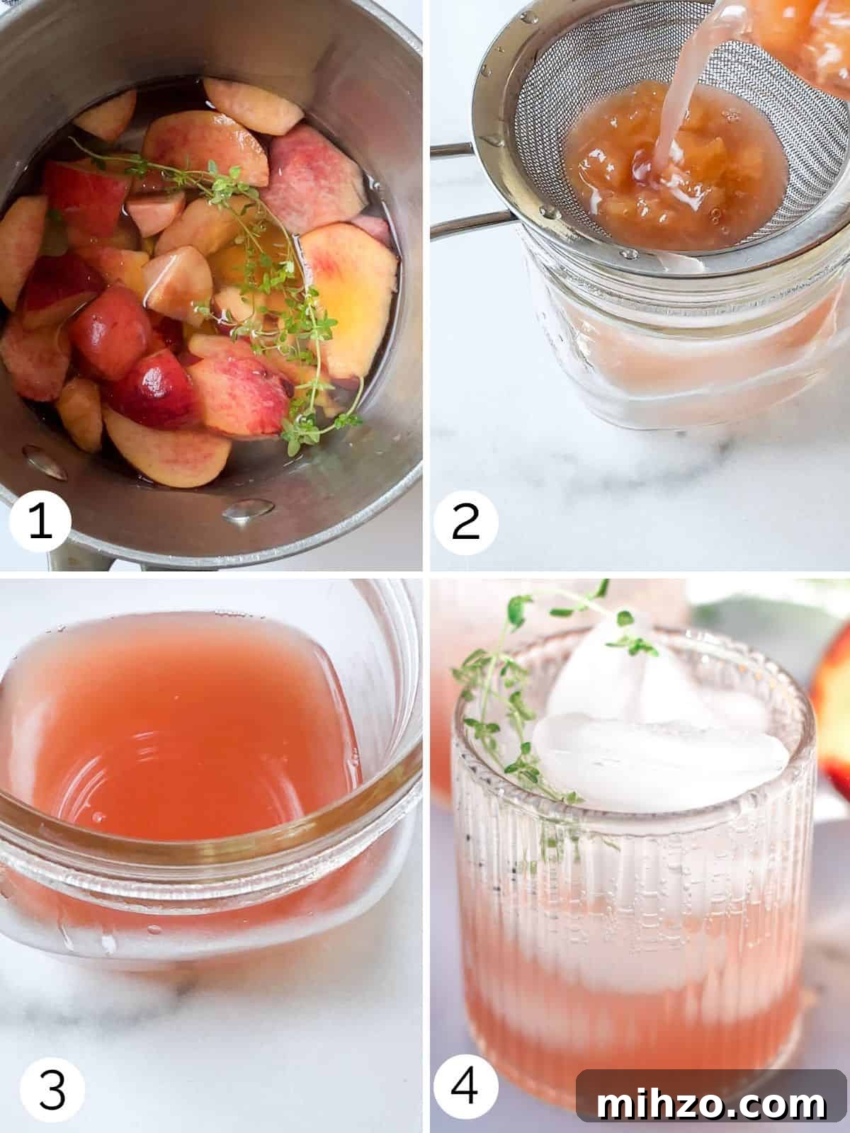 Refreshing Peach Mocktail Recipe for Summer Parties 4 Making peach honey syrup for mocktails.