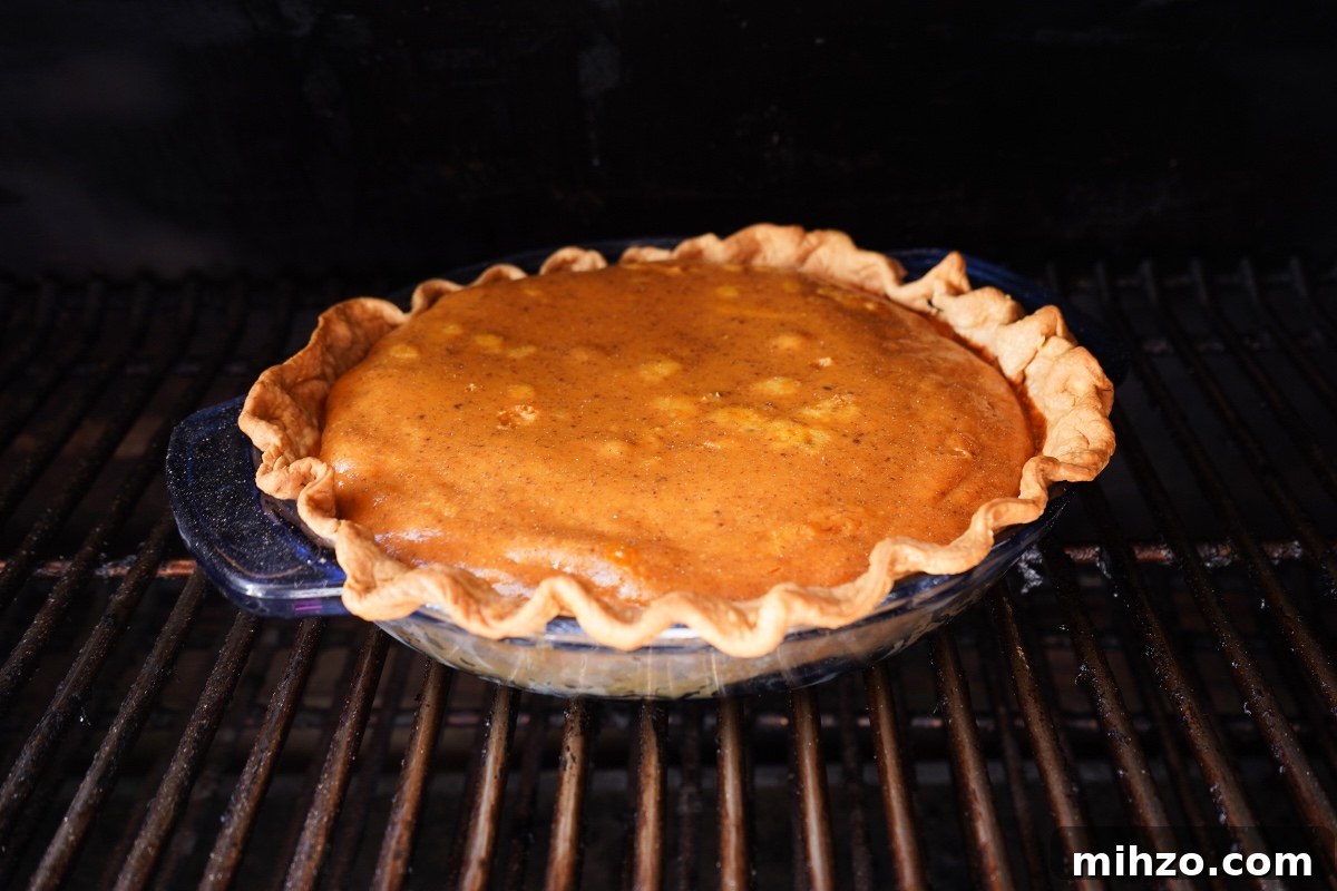 Pumpkin pie in smoker