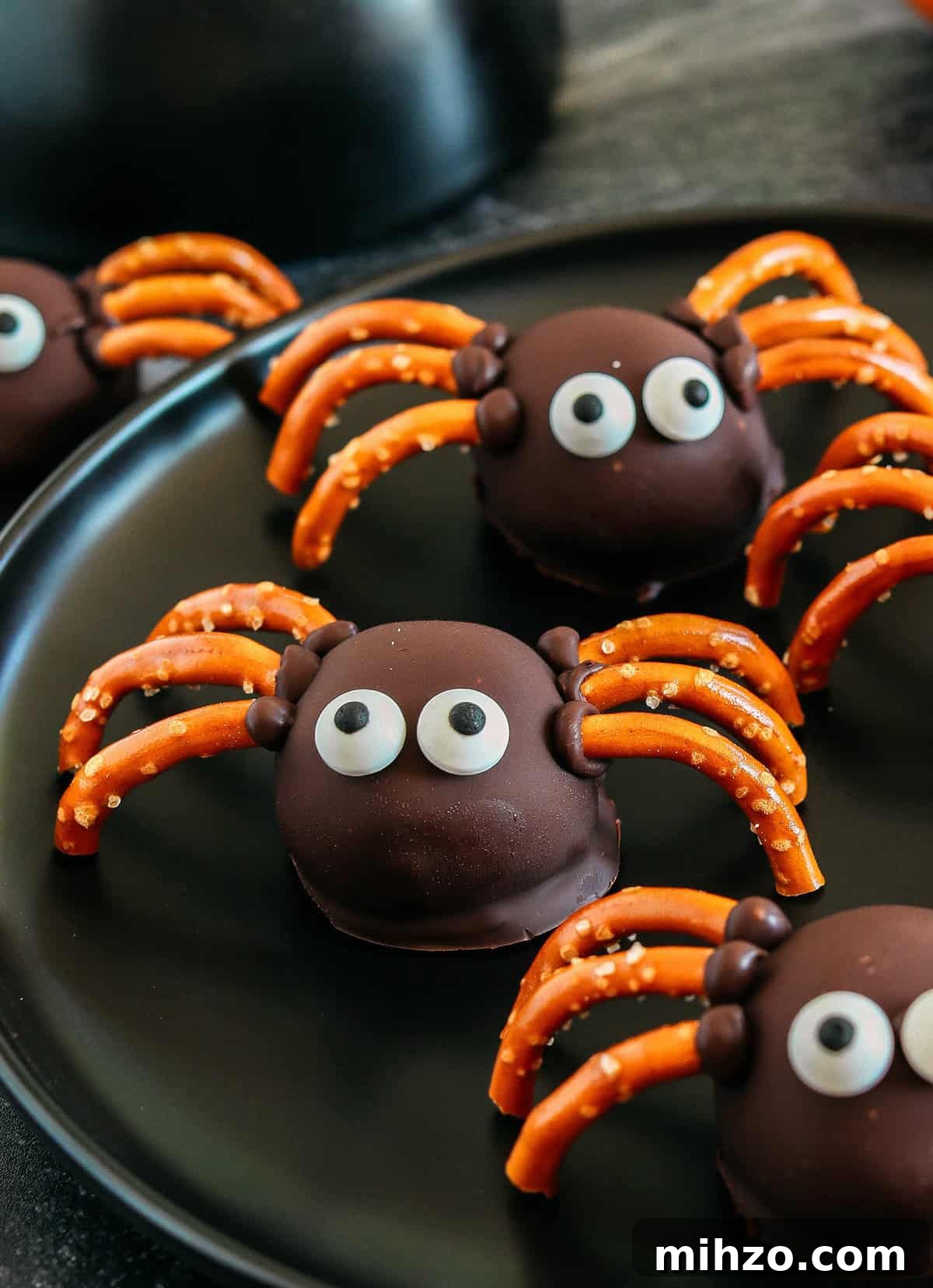 Chocolate Peanut Butter Spider Balls Recipe for Halloween Treats 2 Get festive this Halloween with these tasty Chocolate Peanut Butter Spider Balls made with just 5 simple ingredients and zero baking required!