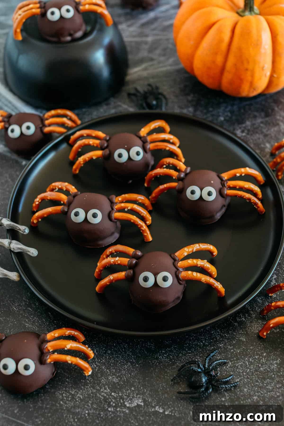 Chocolate Peanut Butter Spider Balls Recipe for Halloween Treats 3 Chocolate Peanut Butter Spider Balls