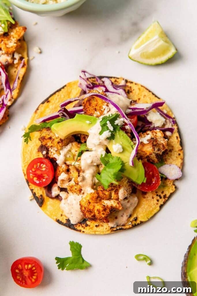 Crispy Cauliflower Tacos with Cilantro Yogurt Crema 3 Cauliflower Tacos with Cilantro Yogurt Crema