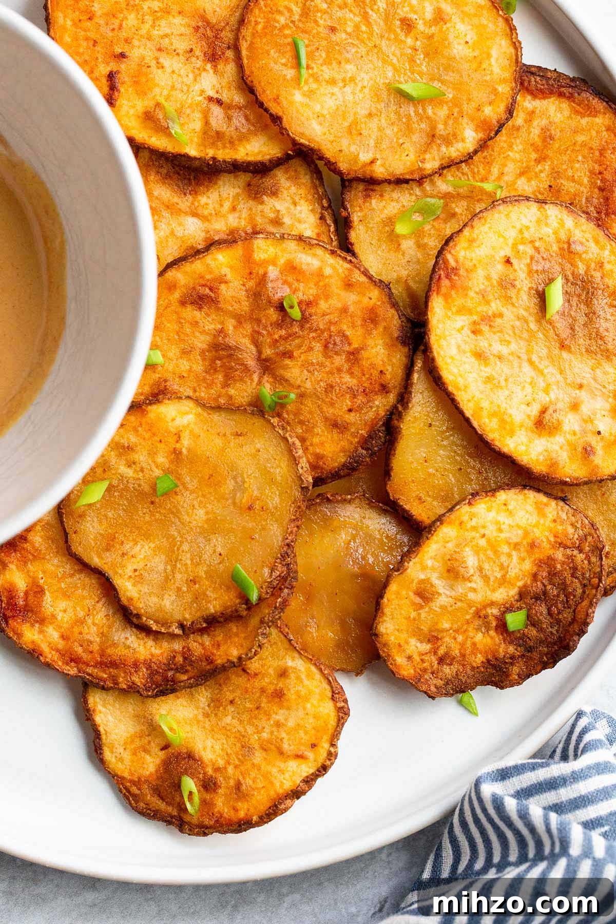 Crispy Air Fryer Sliced Potatoes Recipe 2 Air fryer potato slices up close