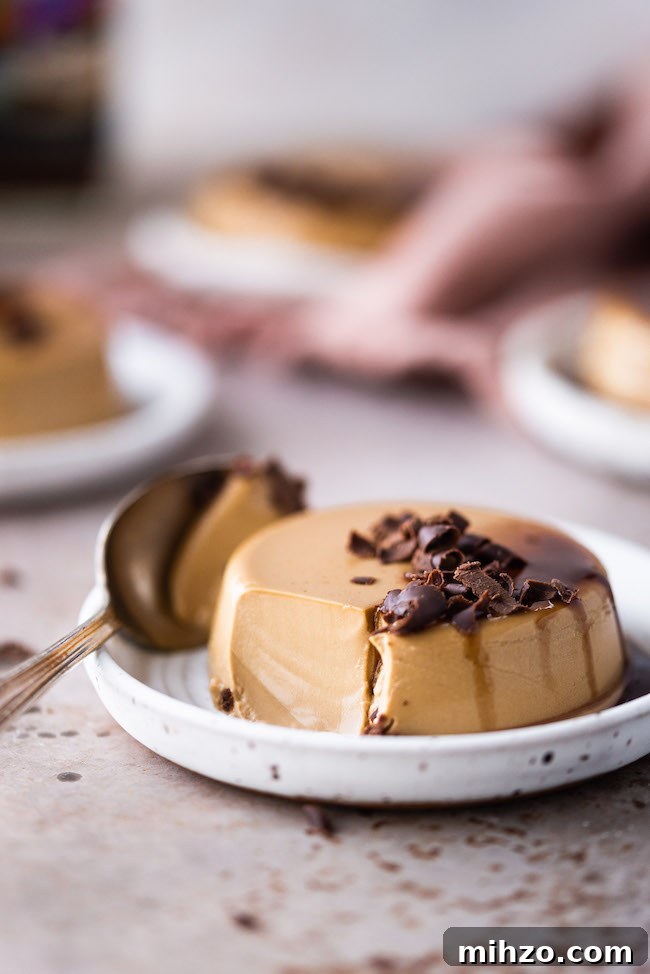 coffee panna cotta plated