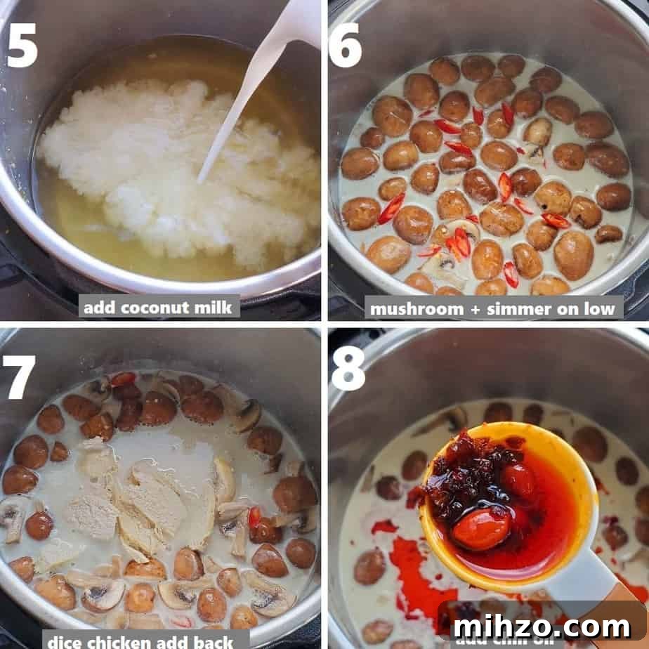 Instant Pot Tom Kha Gai: Creamy Thai Coconut Chicken Soup Recipe 6 making tom kha gai soup in instant pot with chicken