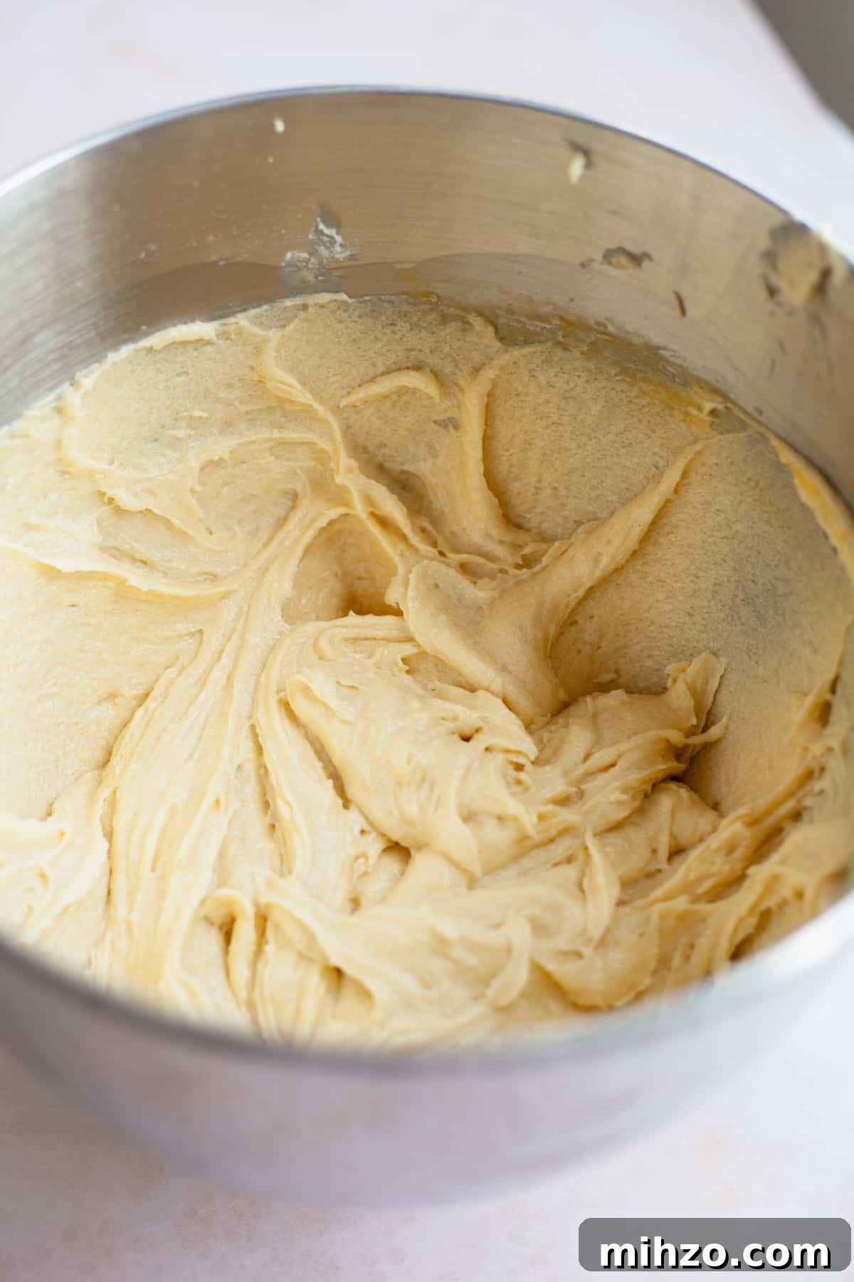 Cake batter in a large mixing bowl