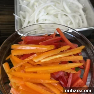 Pepper Steak Quesadillas Recipe: Quick Savory Filled Tortillas 10 vegetables in the bowl for quesadillas