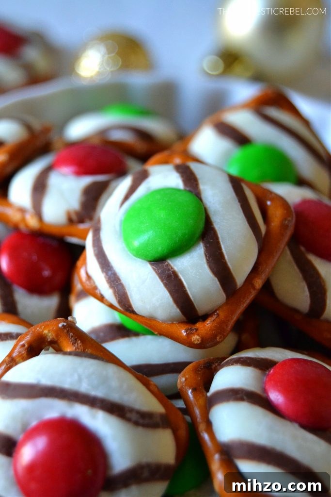 Closeup of a Christmas pretzel hug
