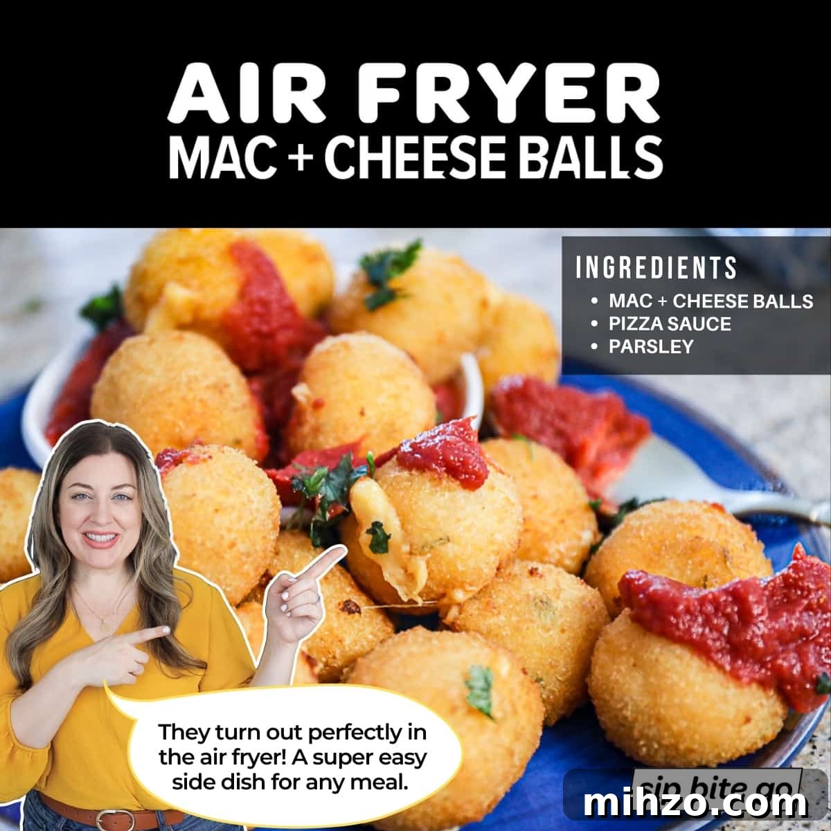 Air Fryer Mac and Cheese Balls from Premade or Frozen 3 Infographic with Air Fryer Mac And Cheese Balls Ingredients List